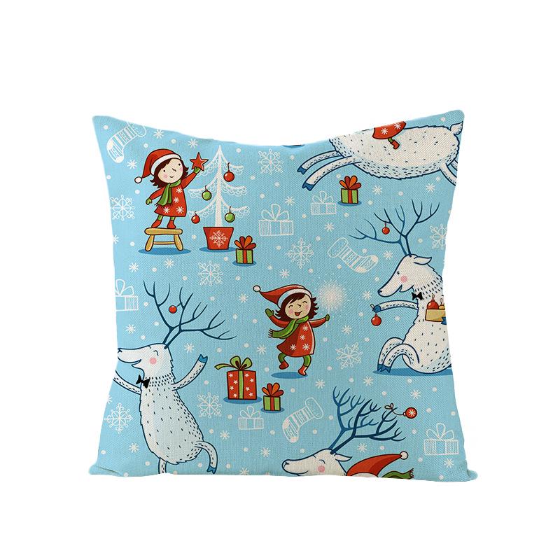 Christmas Polyester Pillow Cover Cartoon Digital Print Cushion Cover New Home Decoration Cushion Cover