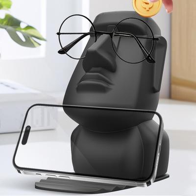 1pcs Funny Eyeglass Holder Unique Stone Man Head Statue Glasses Stand Eyewear Display Room Decoration For Nightstand Desktop