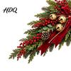 Indoor Outdoor Holiday Decor Christmas Teardrop Swag with Red Bow And Bells Vintage Artificial Norfolk Pine Hanging Realistic Branch Decoration