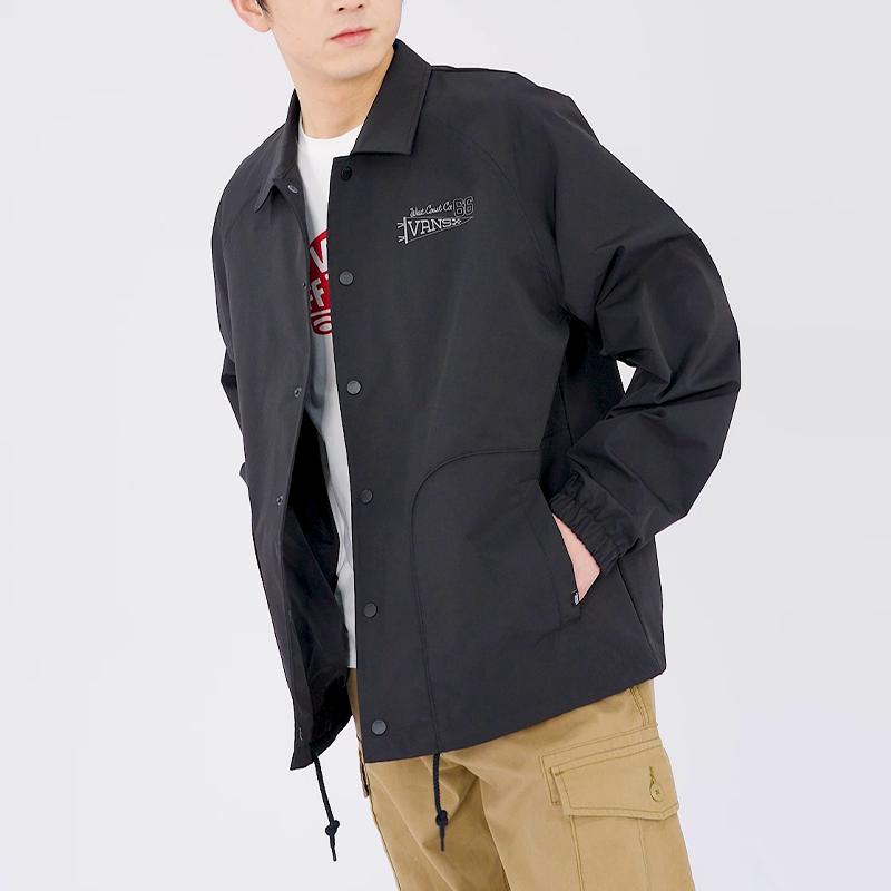 Vans Off The Wall Logo Letter Collar Long Sleeve Shirt Jacket Men Jacket Black VN000NM6BLK