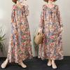2025 New Round Neck Minimalist Long Sleeve Extra Long Dress Vacation Style