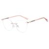 Spring Hinge Transparent Rimless Glasses Women Trendy Large Cat Eye Anti Blue Light Plain Glass Spectacle