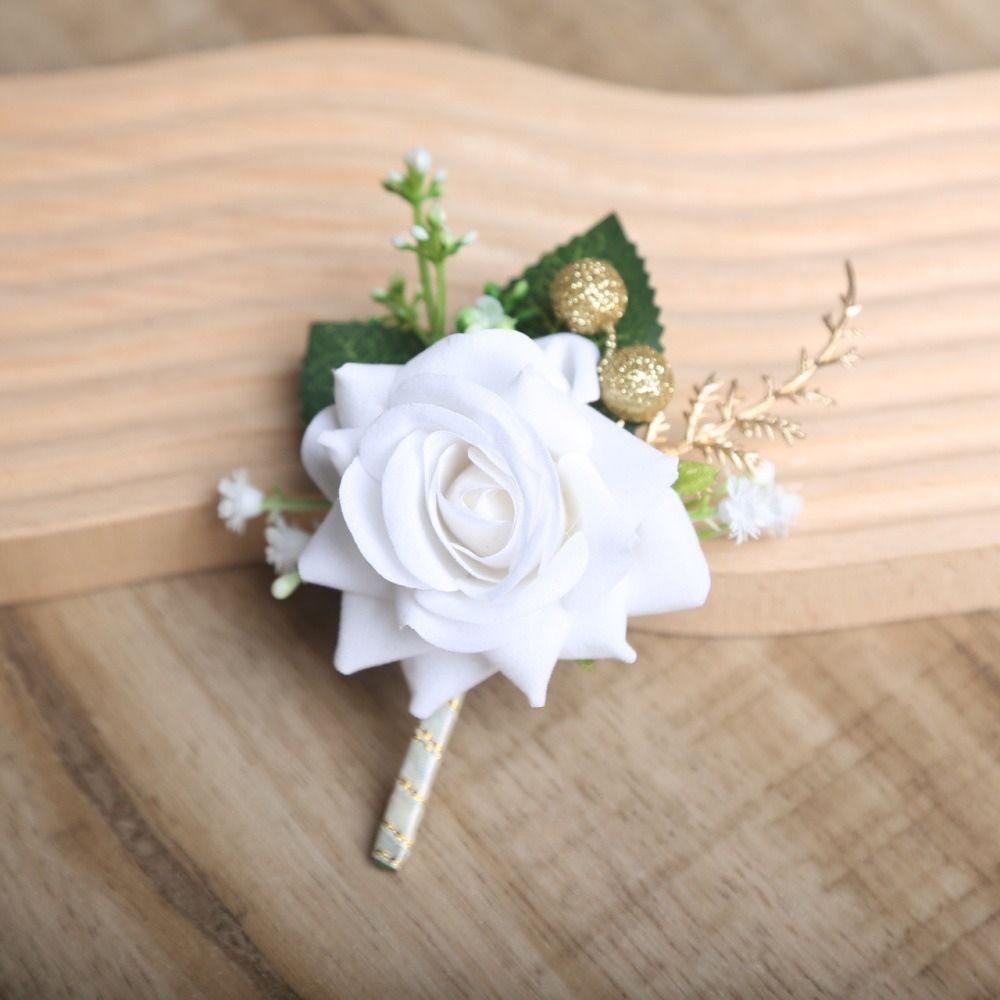 Delicate Groom Rose Boutonniere Simple Wedding Accessories Wedding Suit Corsage  Mariage Party