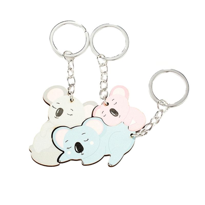3 Pieces Matching Keychains Puzzle Keychain Set Stylish Keyrings Set Lovely Gift for Girlfriend Boyfriend Animal Lovers