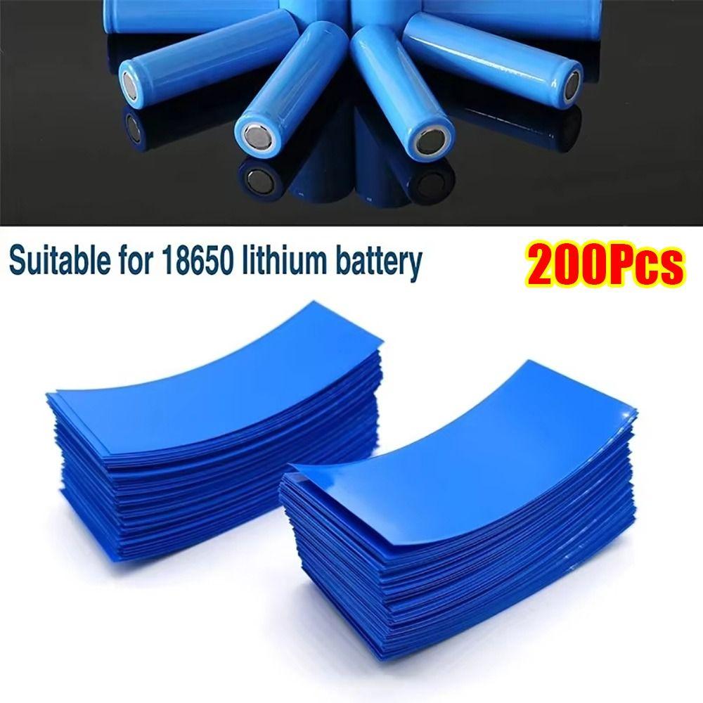 200Pcs/Pack Li-ion Wrap Heat Shrink Tube PVC Single 18650 Battery Shrinkable Film Flat Tape Sleeves