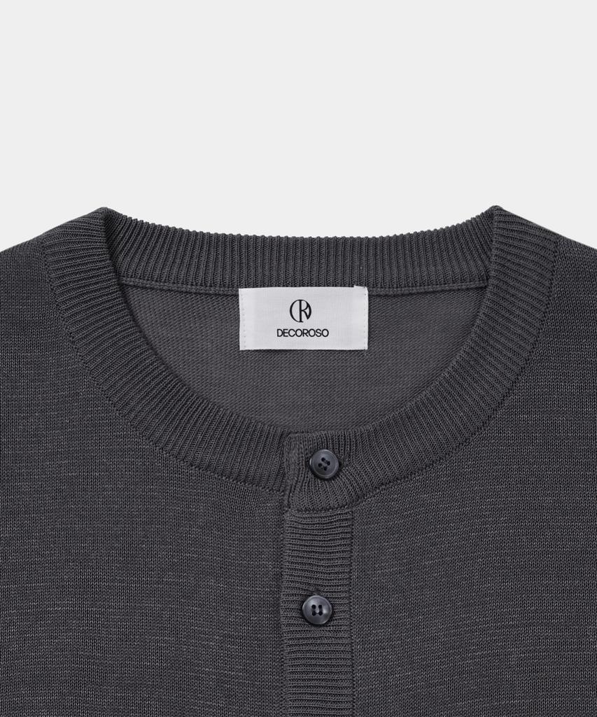 Dekkoloso Summer Cool Touch Henley Neck Short Sleeve Knit [Gray]