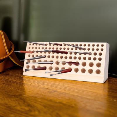Support d'outils professionnel à 98 trous pour sculpture sur cuir | Étagère de rangement en bois de hêtre pour outils de maroquinerie | Organisateur pour le travail du cuir