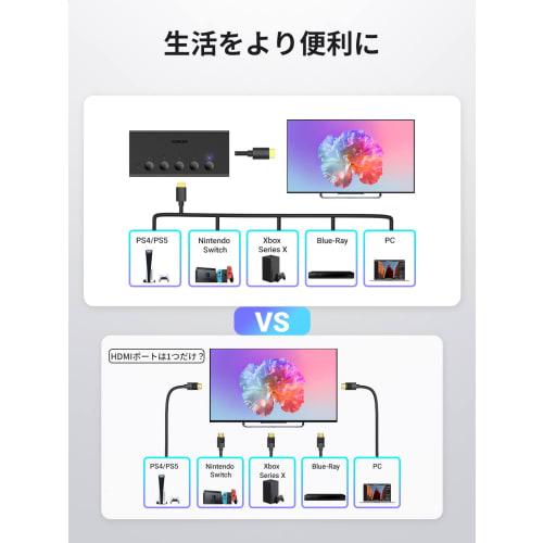 UGREEN HDMI Switcher 5 Inputs 1 Output 4K@60Hz HDMI Selector HDMI Switcher HDCP 2.2/HDMI 2.0 Manual Switching [PS3/PS4/PS5/Switch operation confirmed]