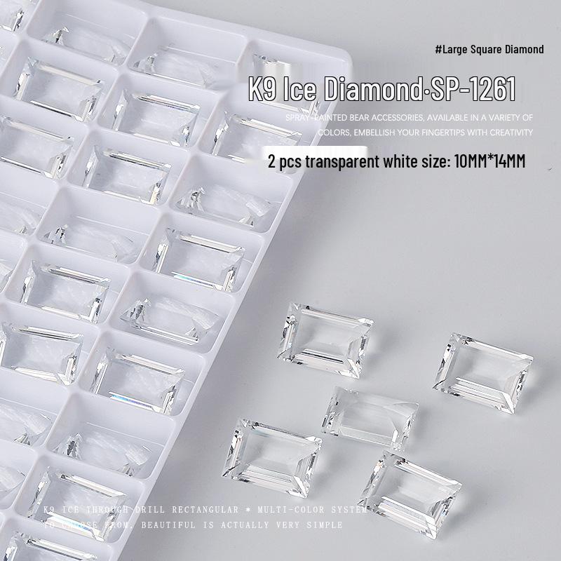 

Набор страз K9 для нейл-арта: Прозрачный леденец и прямоугольные стразы, овальный дизайн ледяного кубика сахара, украшения для DIY, 2 шт.