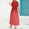 Women's Summer Casual Fashion Printed Short Sleeve Round Neck Pocket Dress