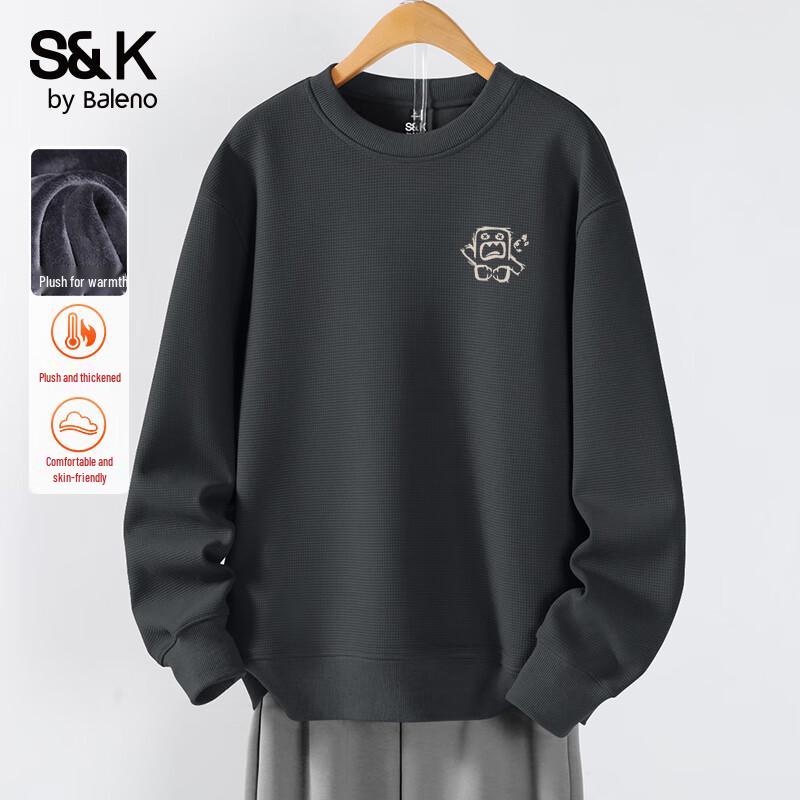 Baleno S&K Series Men's Waffle Knit Crew Neck Long Sleeve Sweatshirt