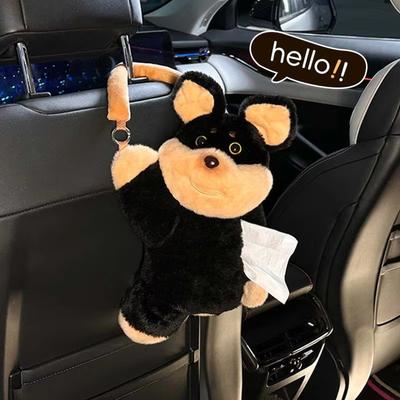 קופסת טישו לרכב כלב דבורה קופסת טישו לרכב קופסת קרטון תלויה לרכב קטיפה יצירתית שקית טישו לרכב מצוירת חמודה