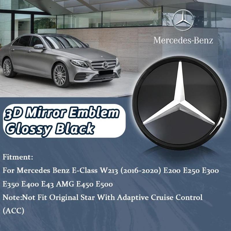 Emblema Stella Illuminato Nero Lucido Logo Griglia Anteriore LED Bianco Per Mercedes Benz Classe E W213 16-20 E250 E300 E350