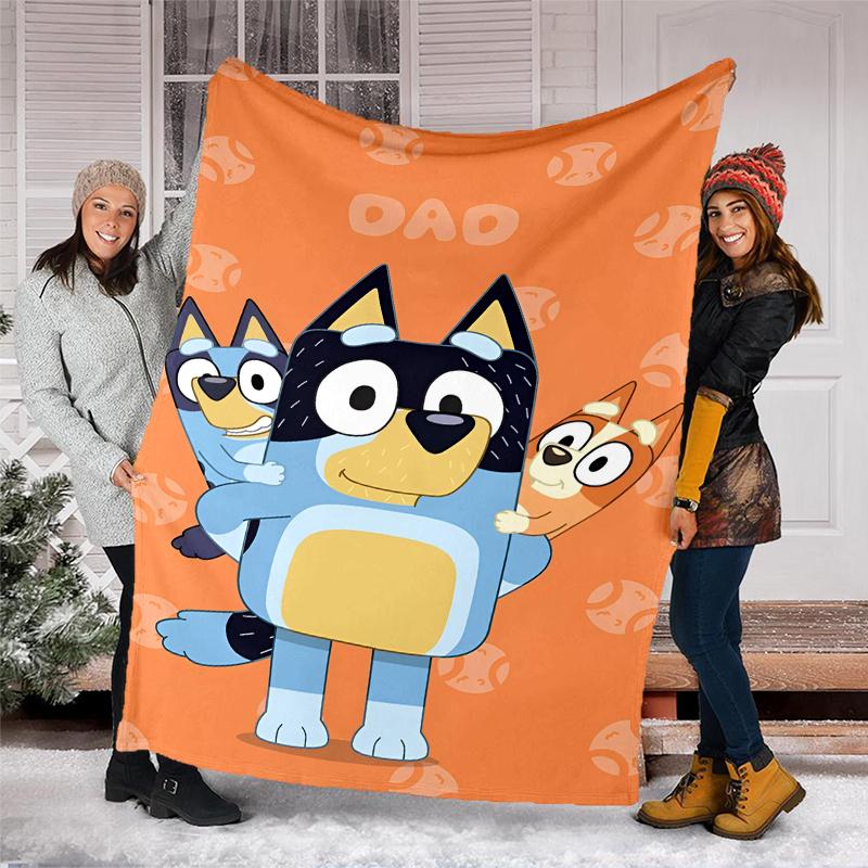 Bluey Theme Printed Blanket Perfect For Couch Bed Travel Outdoor Use Machine Washable Cozy Durable