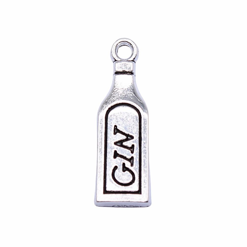 

20шт подвески в виде бутылки джина античное серебро цвет цинковый сплав 22х7мм
