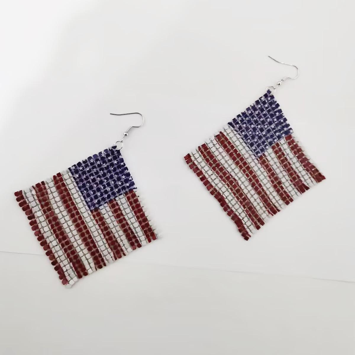 

American Independence Day Flag Trend Aluminum Dangle Earrings