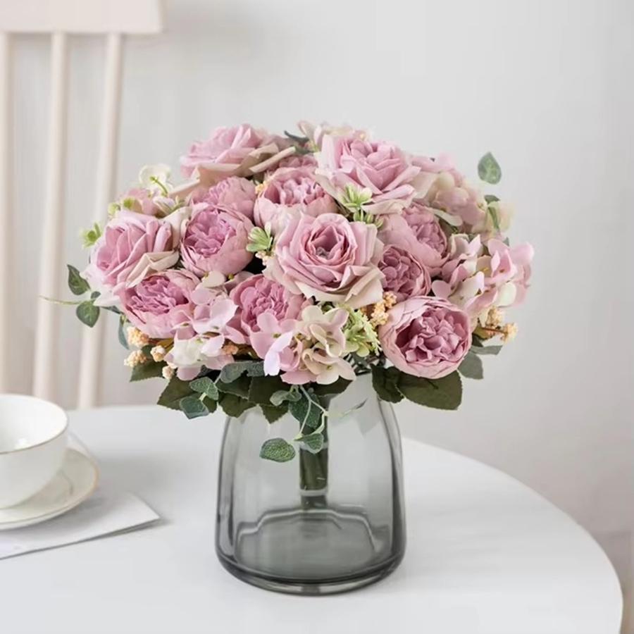1/3PC Artificial Flowers Silk Hydrangea Wedding Wreath Home Room Garden Yard Rose Bridal Bouquet Festival Decora Vase Fake Peony
