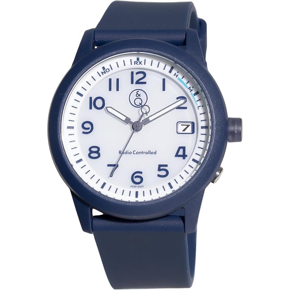 Citizen Q&Q Smile Solar Analog Watch 10 ATM Water Resistant Date Navy Rubber Band