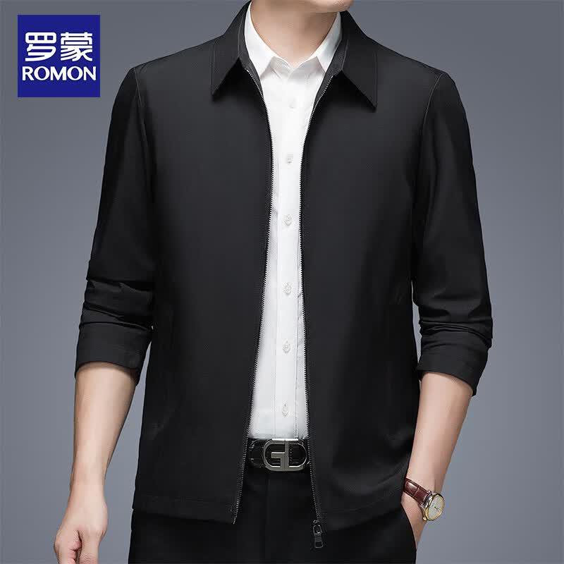 ROMON Men's Solid Casual Lapel Jacket