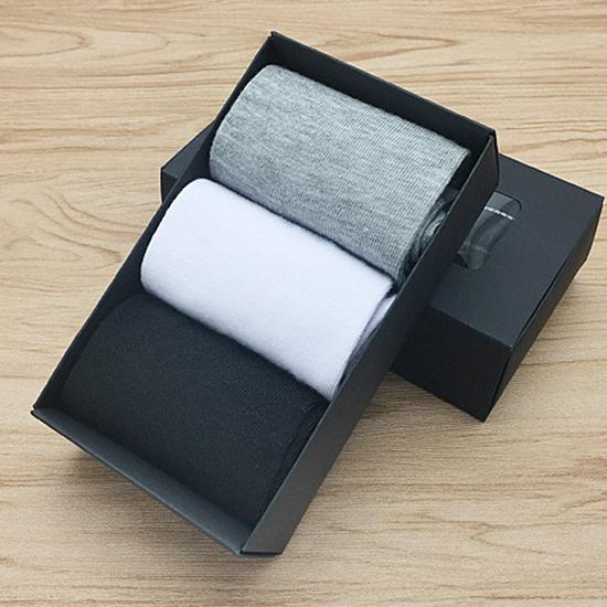 Men's Mid-Calf Boat Socks Gift Box: 3-Pair Set, Solid Colors, Spring & Autumn