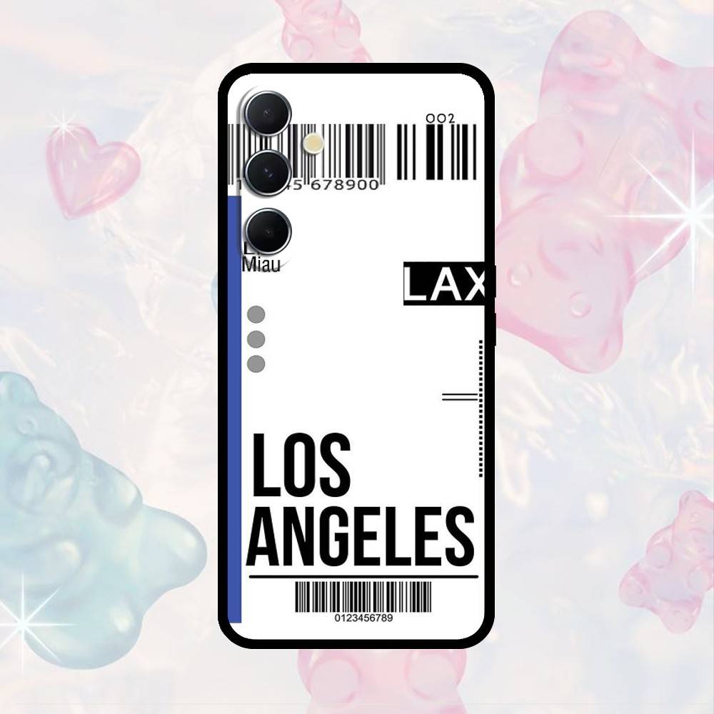Funny World City Tourist Ticket Label Phone Case For Samsung S25,S24,S21,S22,S23,S30,Ultra,S20,Plus,Fe,Note,10,9,5G Black Cover