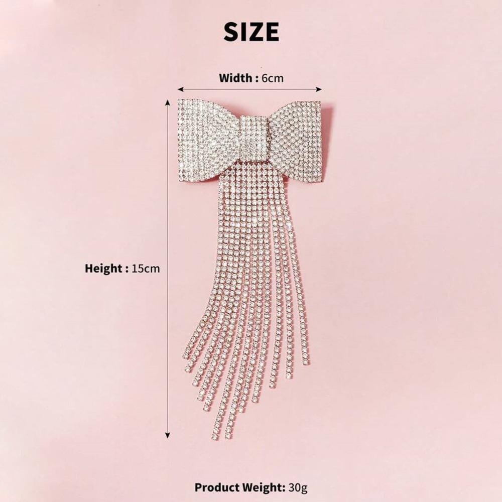 Light Luxury Bow Fringe Hairpin Temperament Bow Hair Clip Long Tassel Rhinestone Hairpin  Women