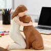 Girl Embracing Dog Sculpture Resin Miniature Statue Loss of Pet Sympathy Gift for Living Room Bedroom Display Ornament