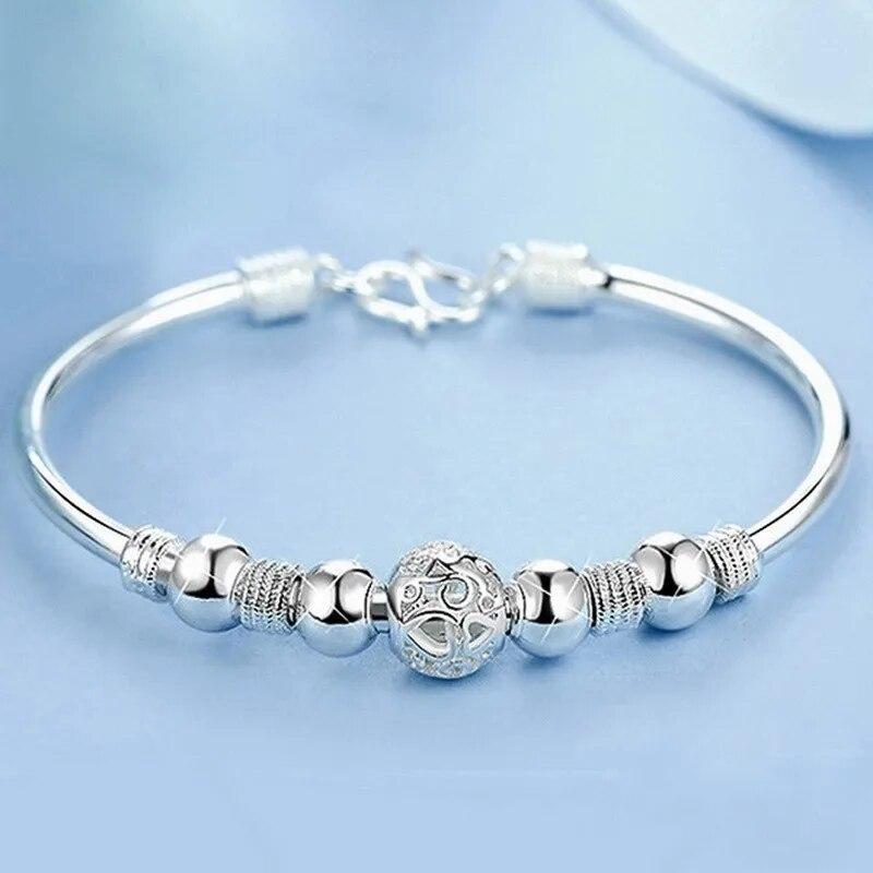 9/11 Beads Lucky Charm Bracelets Bangles Cuff Bracelets For Women Fashion Simple Vintage Silver Plated Charm Korean Bracelets