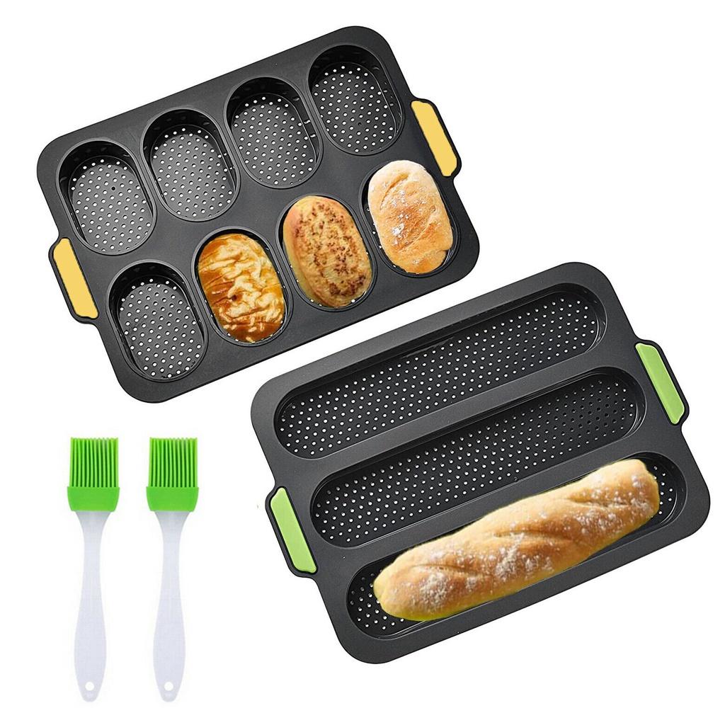 Plate Bread Baking Set Silicone Baking Bag Baking Plate 8 Grid Long Stick Shape