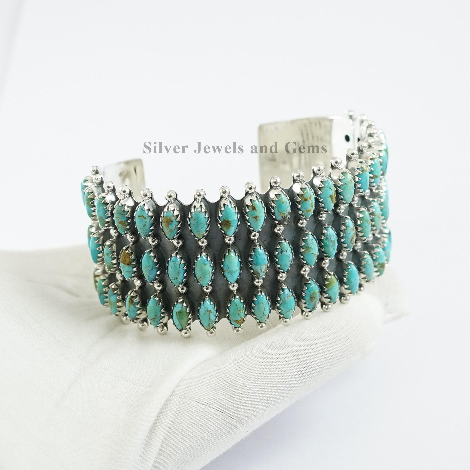 Kingman Turquoise Cuff Bracelet: Sterling Silver