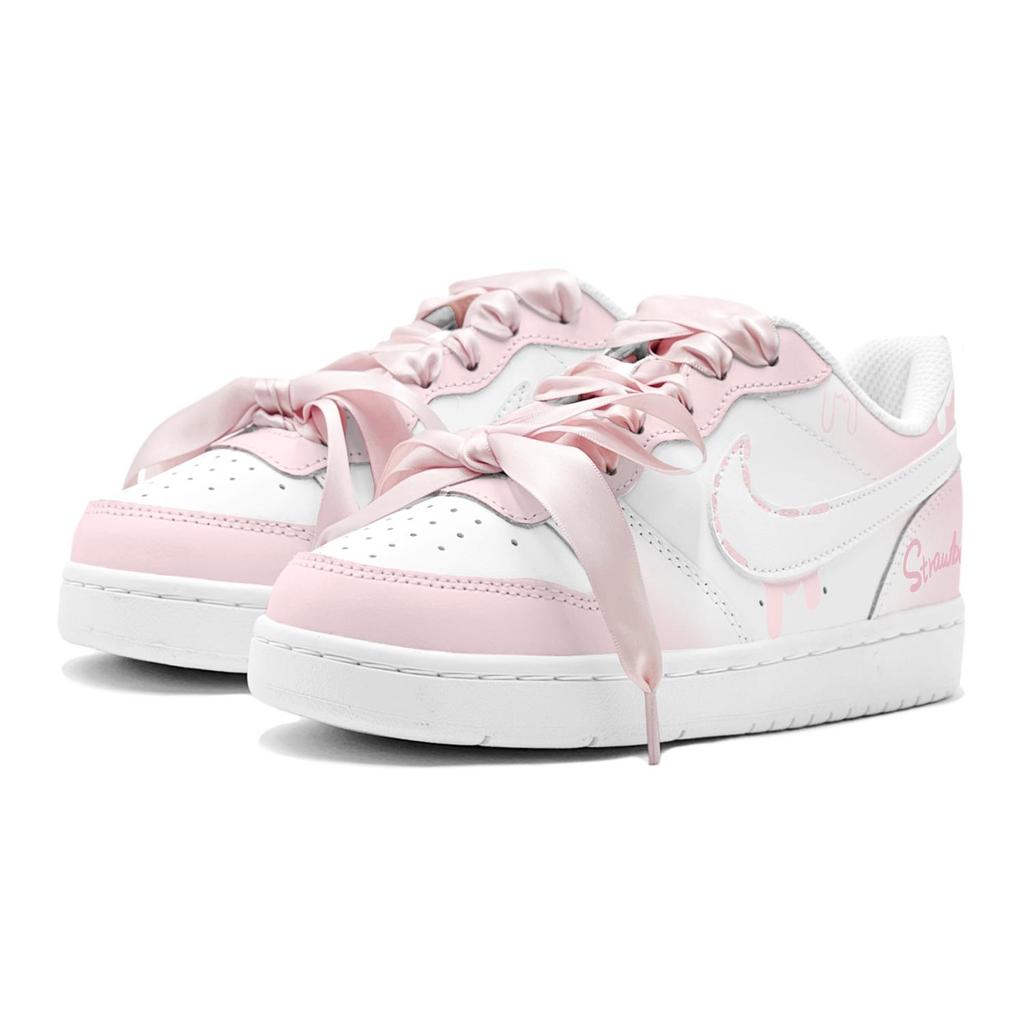 Nike Court Borough Strawberry Sweetheart, Sweet Style, Girl's Heart Slip Resistant Slip Resistant Low top BQ5448-100(TeamS2-S-BOX)