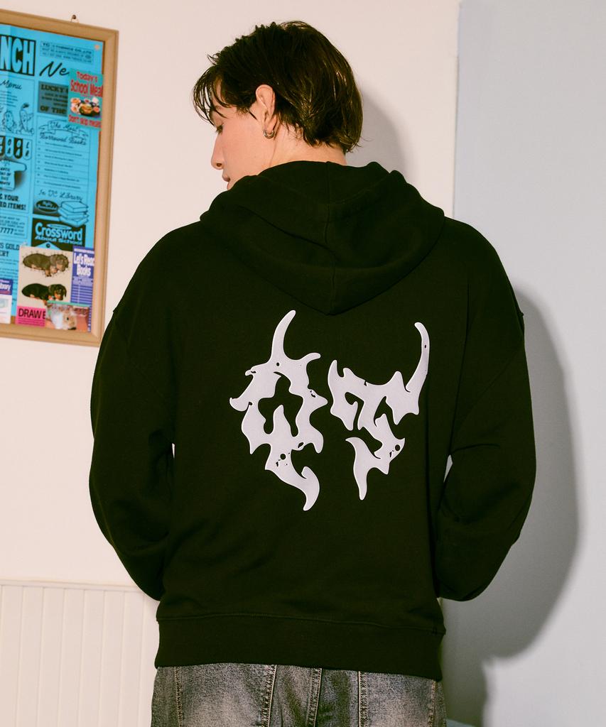 Quton Moire Oversized Zip-Up Hoodie 2 Colors