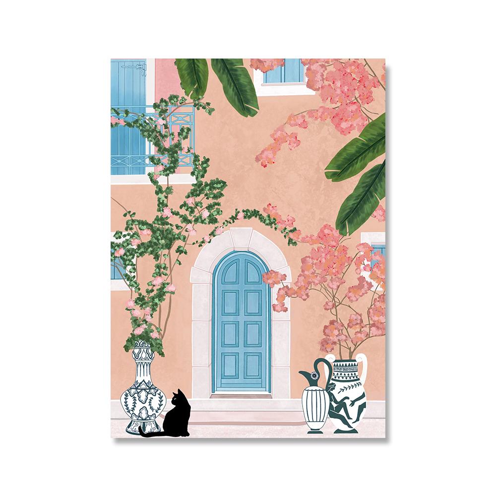 Floral Pflanzen Reise Griechenland Poster Marine Leinwand Malerei Floral Pflanzen Kunstdruck Nordic Strand Wandbild Wohnzimmer Wohnkultur