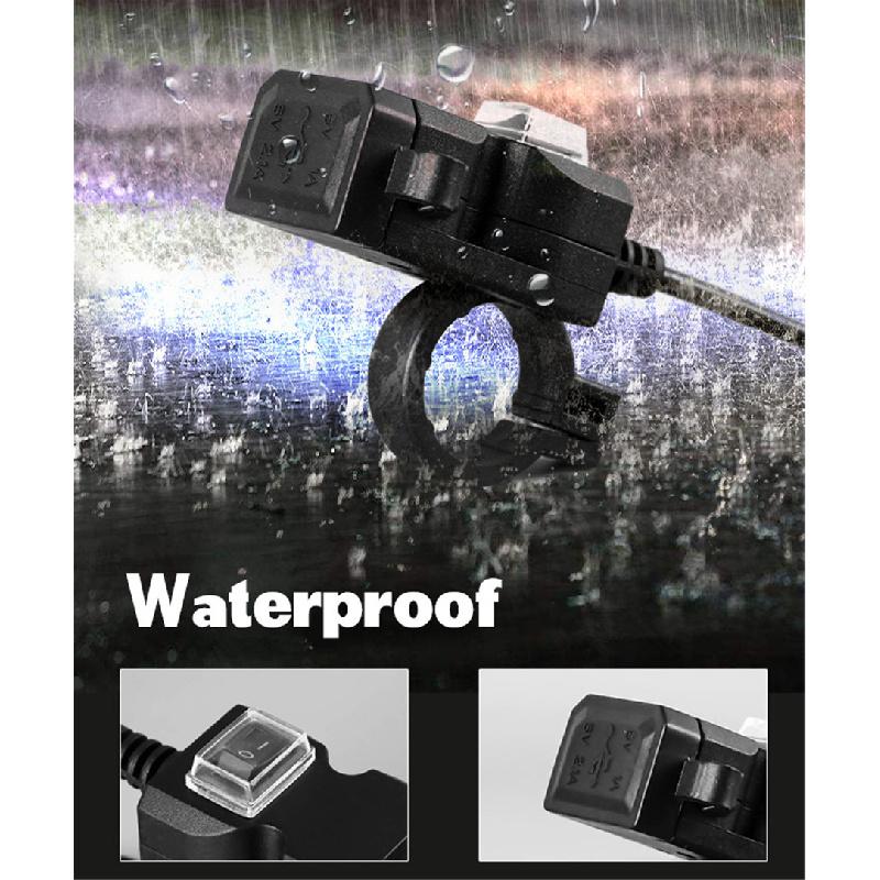 Dual Usb 31A Motorcycle Handlebar Rear Mirror Phone Power Charger Outlet Socket