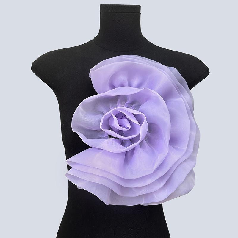 1Pcs Irregular Organza Handmade Flower Patch Sewing Applique Accessories Clothing Dress Neck Decoration 3D Flower Corsage