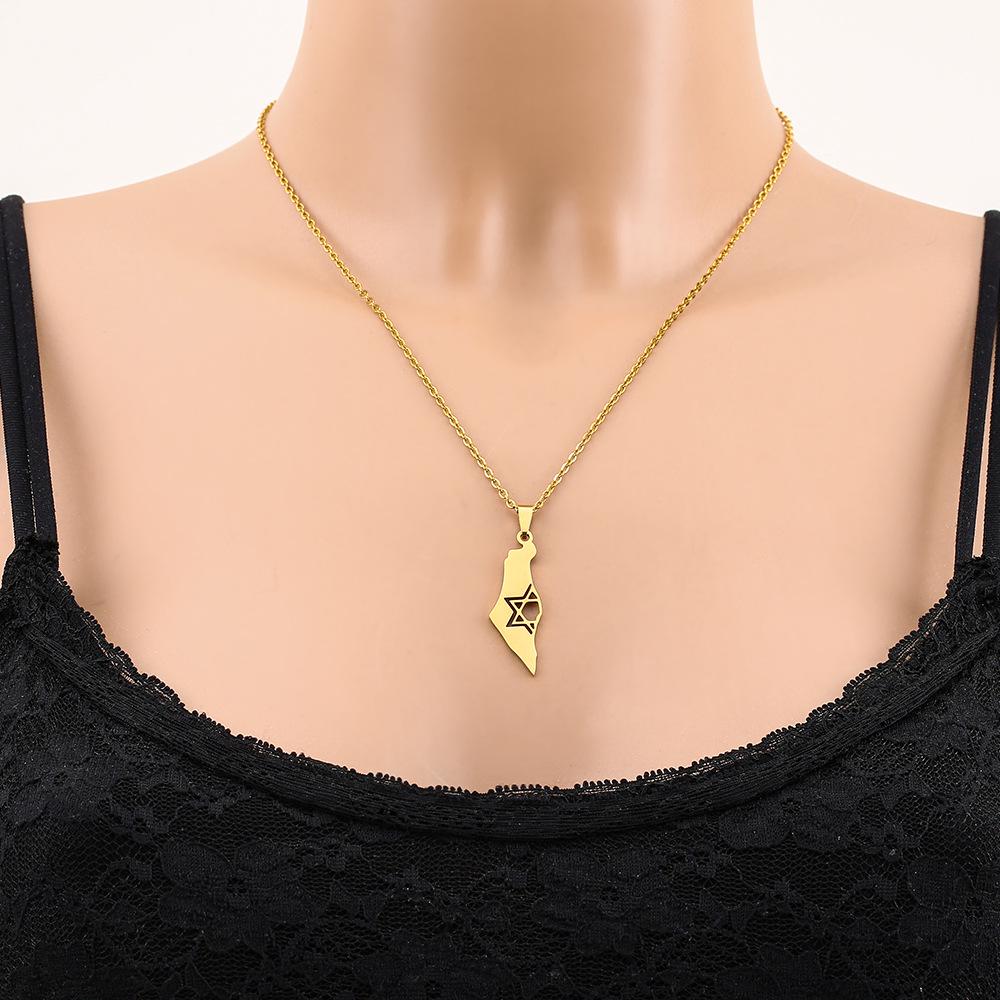 Collana Pendente Stella di David in Acciaio Inossidabile Stile Etnico Geometrico