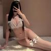 Sexy lingerie sexy lace three-point small chest shows big pearl seduction thong no-take suit female tease