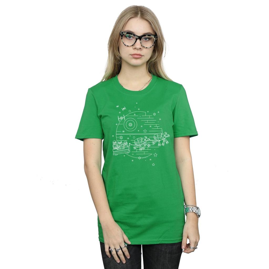 STAR WARS Damen/Damen Todesstern Schlitten Baumwoll Boyfriend T-Shirt