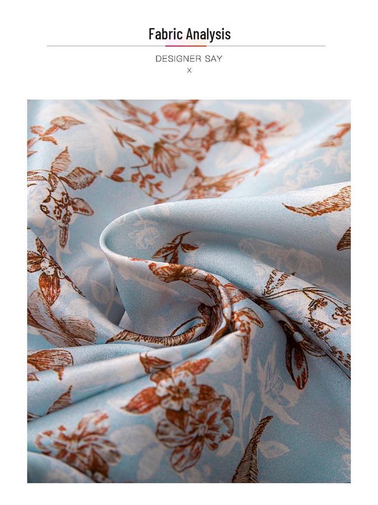 2025 Women's Printed Mulberry Silk Shirt: Slim Fit, Fashionable Real Silk Top for Spring & Autumn