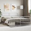 Vidaxl Metal Bed Frame with Headboard and Footboard, White, 200X200 Cm