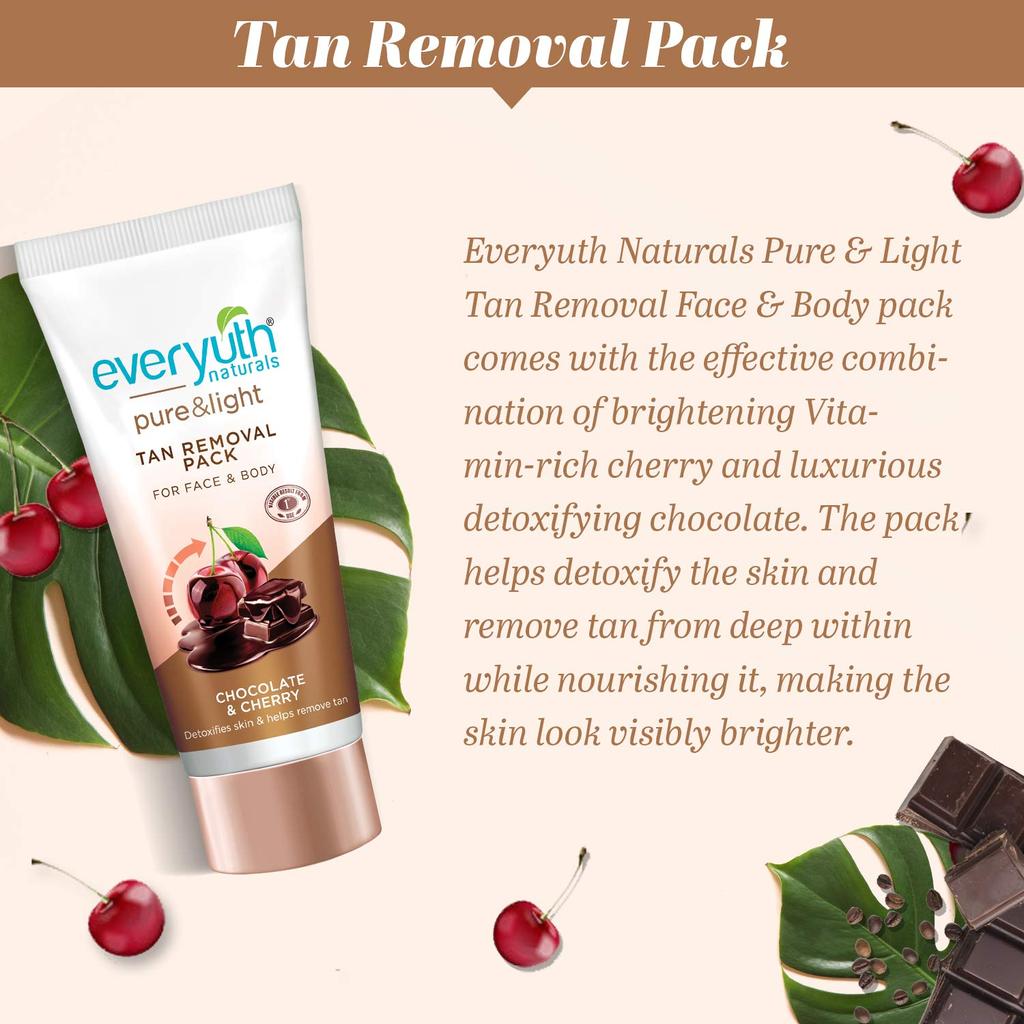 Everyuth Naturals Combo pentru strălucire a pielii, spălare pentru față cu cireș și lămâie + exfoliant și pachet pentru îndepărtarea bronzului, 200 g