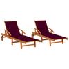 Sun Loungers Set of 2 with Cushions Solid Acacia Wood