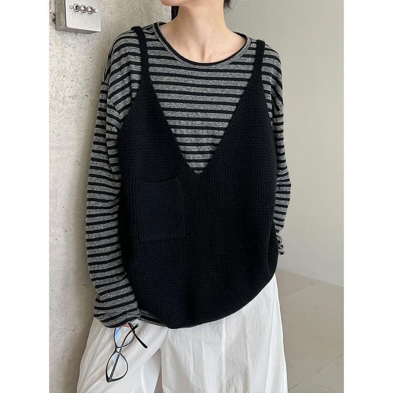Womens V-Neck Oversized Knit Vest Loose Sleeveless Cardigan Sweater Top Casual Lounge Wear