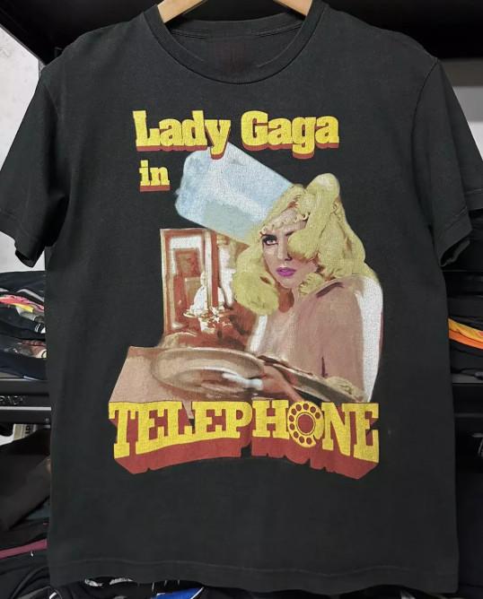 Vintage Lady Gaga Telephone Tour Faded T-shirt Cotton For Men Women S-4XL M206