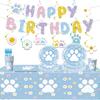 Blue and Pink Dog Paw Birthday Party Disposable Tableware Set