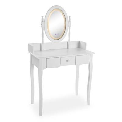 Versa Diva Dressing Table with Mirror and Drawers - White - Wood and Mirror - Classic Style - 142x40x80cm