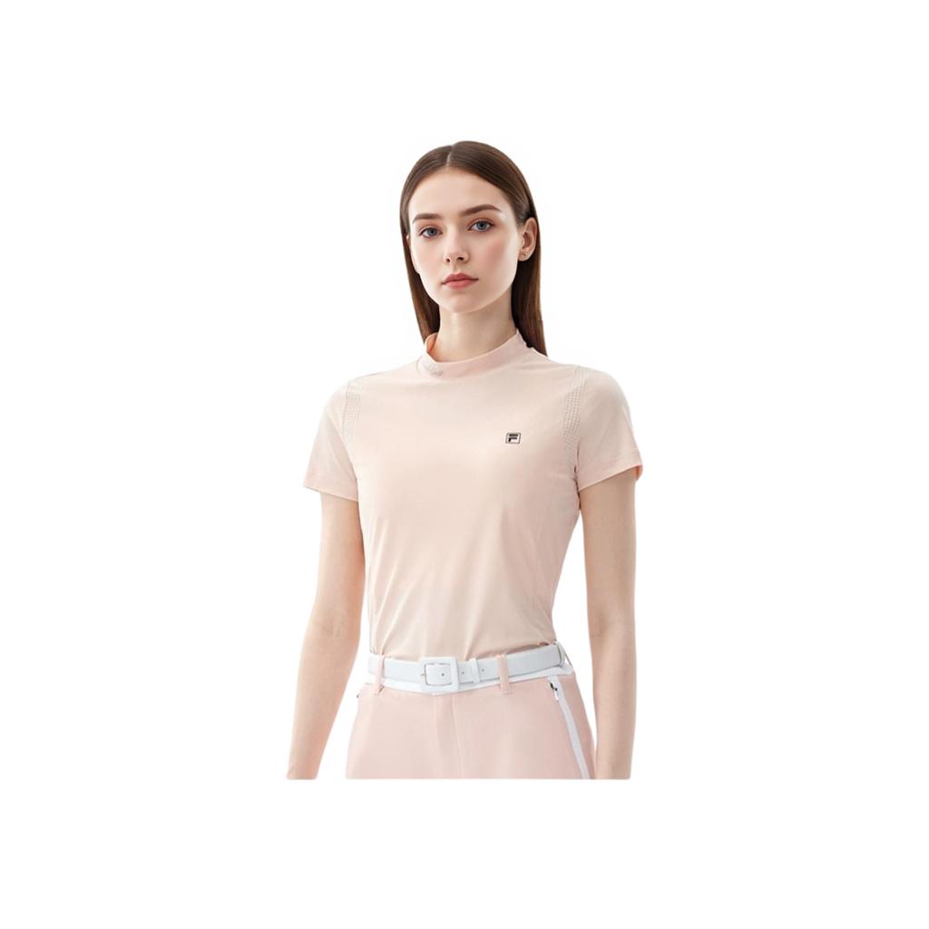 Fila Athletics Maglietta a Maniche Corte in Maglia Sportiva Tempo Libero con Logo Solido Donna top Rosa Chiaro Arancione A11W225130F-OR