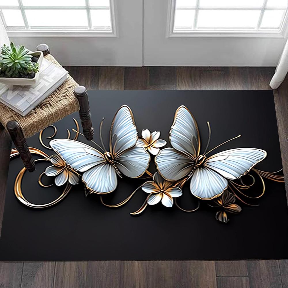 Butterfly Garden Wall Mural Decoration,Carpet,Living Room,Bedroom, Non-slip,Square rug
