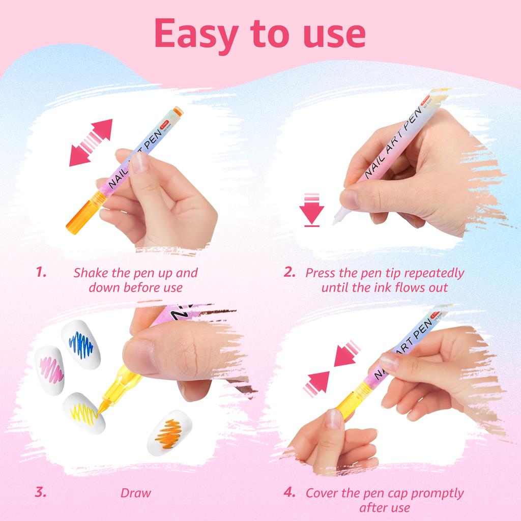 12/24 Pcs Nail Art Pens 12 Colors DIY Nail Art Markers Professional Nail Polish Pen Set Abstract Line Manicure Tools for Women