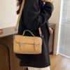 New Pu Leather Buckle Bag for Women Simple Large Capacity Women's Handbag Solid Square Shoulder Crossbody Bags